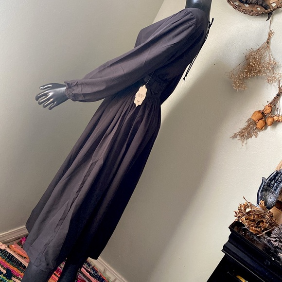 Indulge Black Bishop Sleeve Wrap Dress V-Neck - Picture 5 of 13